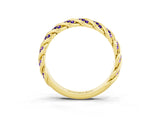 Yellow gold Twisted Pavé Round Tanzanite Eternity Band with Shared Prong Setting_9