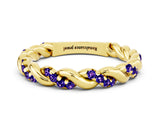 Yellow gold Twisted Pavé Round Tanzanite Eternity Band_6