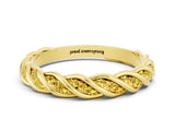 Yellow gold Twisted Pavé Round Yellow Sapphire Eternity Band with Shared Prong Setting_18