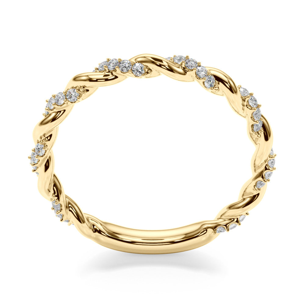 Yellow gold Twisted Pave Round Diamond Eternity Band with Prong Setting 2
