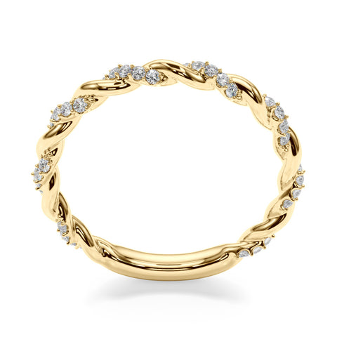 Yellow gold Twisted Pave Round Diamond Eternity Band with Prong Setting 2