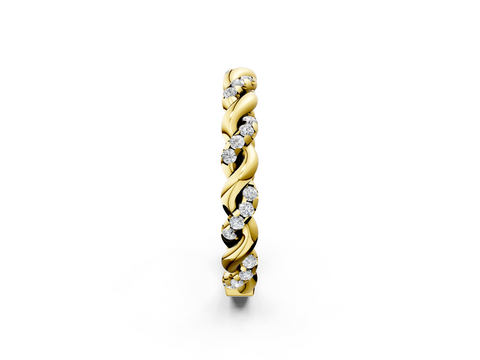18K Yellow Gold Twisted Pavé Round Diamond Eternity Band