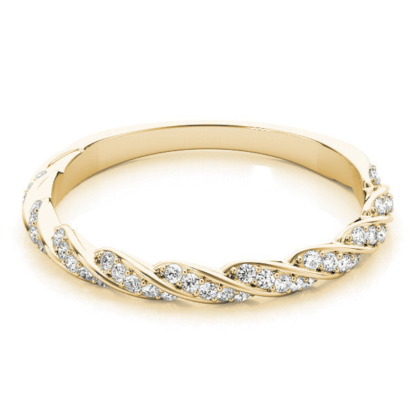 Yellow gold Twisted Pave Round Diamond Eternity Band with Shared Prong Setting 1