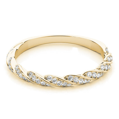 Yellow gold Twisted Pave Round Diamond Eternity Band with Shared Prong Setting 1
