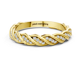 Yellow gold Twisted Pave Round Diamond Eternity Band with Shared Prong Setting_90
