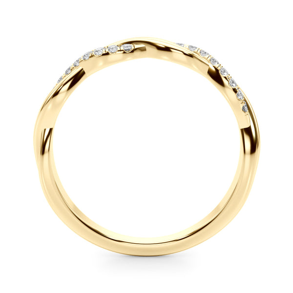 Yellow gold Twisted Pave Round Diamond Infinity Band with Channel Setting