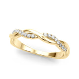 10K Yellow Gold Twisted Pave Round Diamond Infinity Band