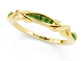Yellow gold Twisted Peridot Marquise Pavé Band with Shared Prong Setting_7