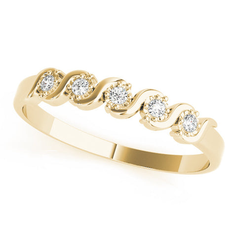 Yellow gold Twisted Prong Round Diamond Channel Band
