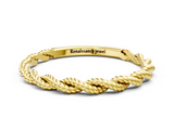 Yellow gold Twisted Rope Solitaire Band with Round Stone and Bezel Setting_40