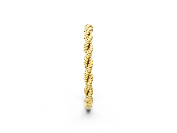 Yellow gold Twisted Rope Solitaire Band with Round Stone and Bezel Setting