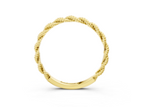 Yellow gold Twisted Rope Solitaire Band with Round Stone and Bezel Setting_43