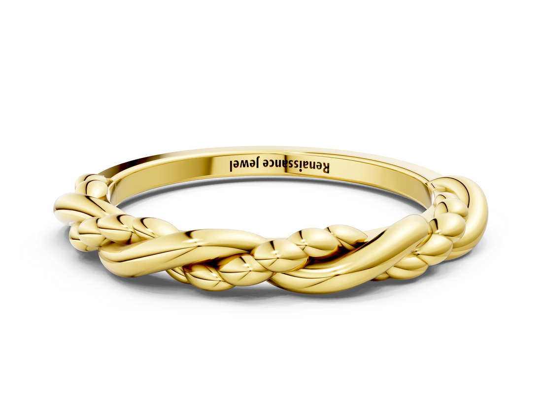Yellow gold Twisted Rope Solitaire Band_40