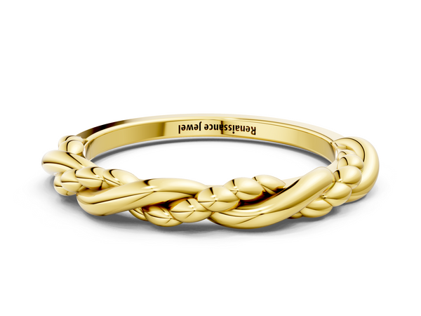 Yellow gold Twisted Rope Solitaire Band