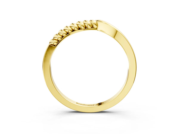 Yellow gold Twisted Solitaire Round Cut Knife Edge Prong Ring