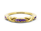 Yellow gold Twisted Tanzanite Marquise Pavé Band with Shared Prong Setting_6