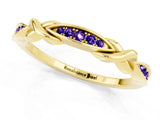 Yellow gold Twisted Tanzanite Marquise Pavé Band with Shared Prong Setting_7