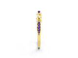Yellow gold Twisted Tanzanite Marquise Pavé Band with Shared Prong Setting_8