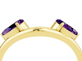 Yellow gold Two-Stone Pear Amethyst Bypass Ring with Prong Setting_10