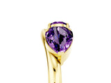 Yellow gold Two-Stone Pear Amethyst Bypass Ring with Prong Setting_11