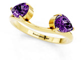 Yellow gold Two-Stone Pear Amethyst Bypass Ring with Prong Setting_7