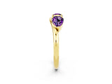 Yellow gold Two-Stone Pear Amethyst Bypass Ring with Prong Setting_8