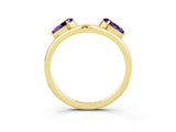 Yellow gold Two-Stone Pear Amethyst Bypass Ring with Prong Setting_9