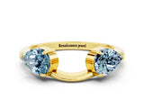 Yellow gold Two-Stone Pear Aquamarine Bypass Ring with Prong Setting_6