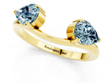 Yellow gold Two-Stone Pear Aquamarine Bypass Ring with Prong Setting_7
