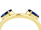 Yellow gold Two-Stone Pear Blue Sapphire Bypass Ring with Prong Setting_10