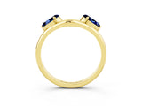 Yellow gold Two-Stone Pear Blue Sapphire Bypass Ring with Prong Setting_9