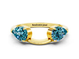 Yellow gold Two-Stone Pear Blue Topaz Bypass Ring with Prong Setting_6