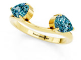 Yellow gold Two-Stone Pear Blue Topaz Bypass Ring with Prong Setting_7