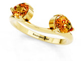 Yellow gold Two-Stone Pear Citrine Bypass Ring with Prong Setting_7