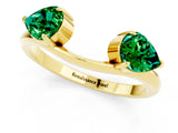 Yellow gold Two-Stone Pear Emerald Bypass Ring with Prong Setting_7