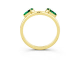 Yellow gold Two-Stone Pear Emerald Bypass Ring with Prong Setting_9
