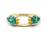 Yellow gold Two-Stone Pear Green Sapphire Bypass Ring with Prong Setting_6