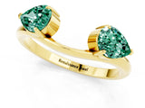 Yellow gold Two-Stone Pear Green Sapphire Bypass Ring with Prong Setting_7