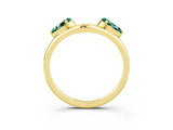 Yellow gold Two-Stone Pear Green Sapphire Bypass Ring with Prong Setting_9