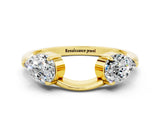 Yellow gold Two-Stone Pear Moissanite Bypass Ring with Prong Setting_6