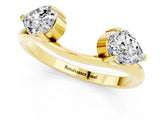 Yellow gold Two-Stone Pear Moissanite Bypass Ring with Prong Setting_7