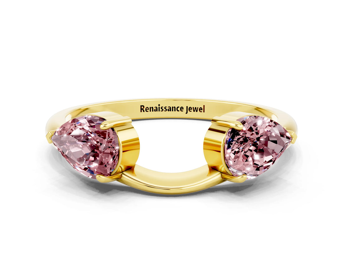 Yellow gold Two-Stone Pear Morganite Bypass Ring with Prong Setting_6