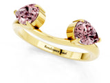 Yellow gold Two-Stone Pear Morganite Bypass Ring with Prong Setting_7