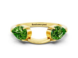 Yellow gold Two-Stone Pear Peridot Bypass Ring with Prong Setting_6