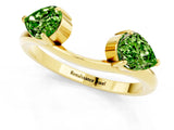 Yellow gold Two-Stone Pear Peridot Bypass Ring with Prong Setting_7