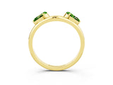 Yellow gold Two-Stone Pear Peridot Bypass Ring with Prong Setting_9