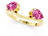 Yellow gold Two-Stone Pear Pink Sapphire Bypass Ring with Prong Setting_19