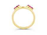 Yellow gold Two-Stone Pear Pink Sapphire Bypass Ring with Prong Setting_21