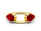 Yellow gold Two-Stone Pear Ruby Bypass Ring with Prong Setting_6