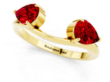 Yellow gold Two-Stone Pear Ruby Bypass Ring with Prong Setting_7